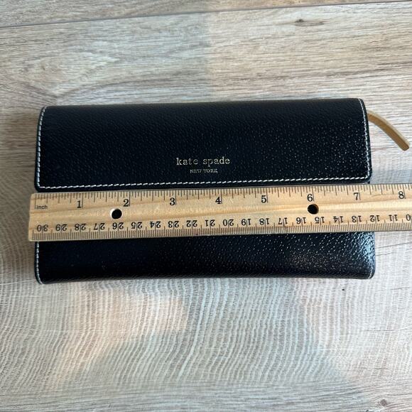 Kate Spade Long Trifold Black Leather Wallet - Picture 15 of 16
